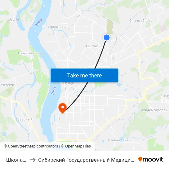 Школа № 55 to Сибирский Государственный Медицинский Университет map