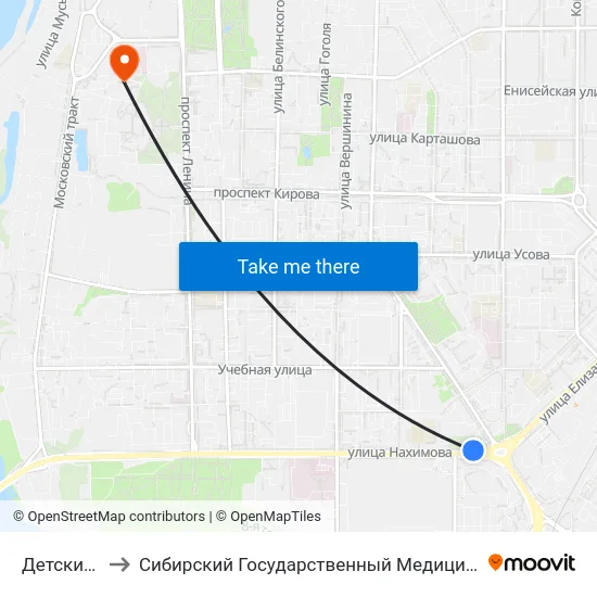 Детский Мир to Сибирский Государственный Медицинский Университет map