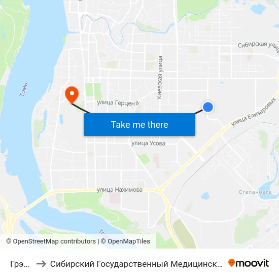 Грэс - 2 to Сибирский Государственный Медицинский Университет map