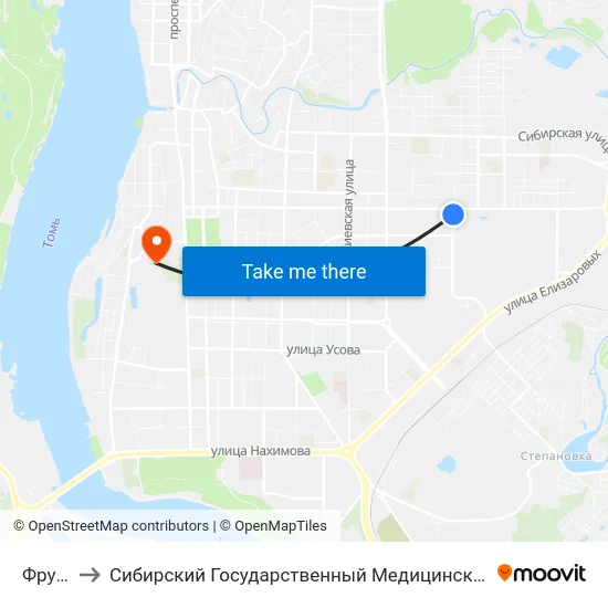 Фрунзе to Сибирский Государственный Медицинский Университет map