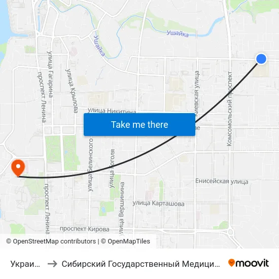 Украинская to Сибирский Государственный Медицинский Университет map