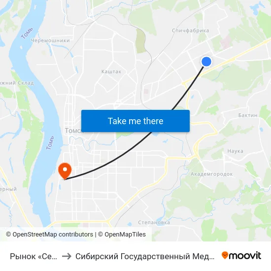 Рынок «Северный» to Сибирский Государственный Медицинский Университет map