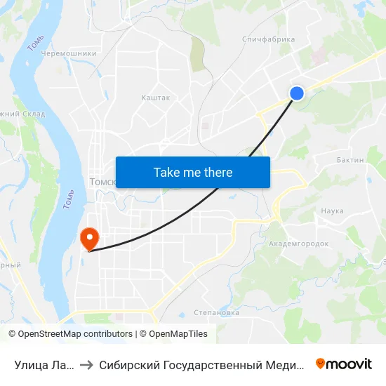 Улица Лазарева to Сибирский Государственный Медицинский Университет map