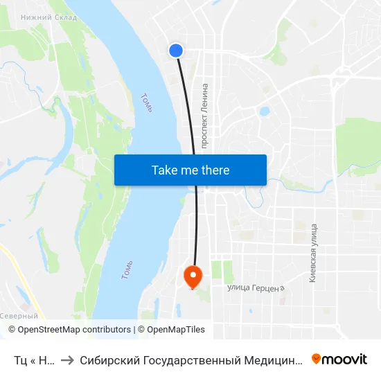 Тц « Нокс» to Сибирский Государственный Медицинский Университет map
