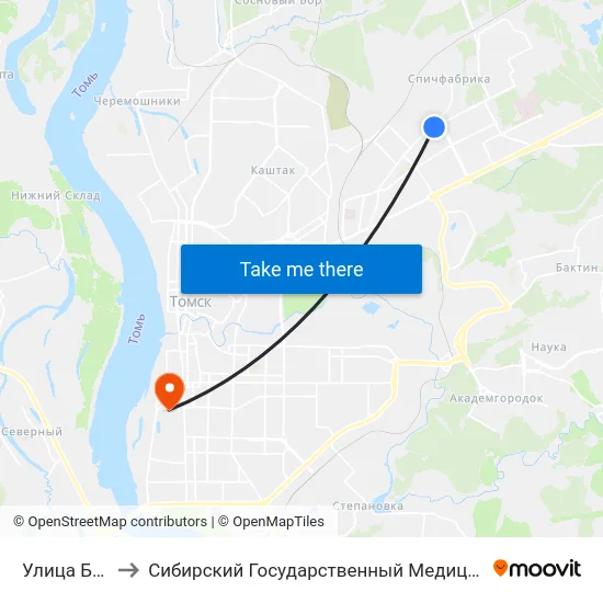 Улица Беринга to Сибирский Государственный Медицинский Университет map