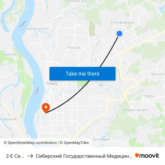 2-Е Сенные to Сибирский Государственный Медицинский Университет map