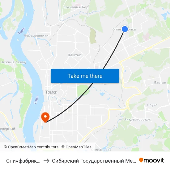 Спичфабрика «Сибирь» to Сибирский Государственный Медицинский Университет map
