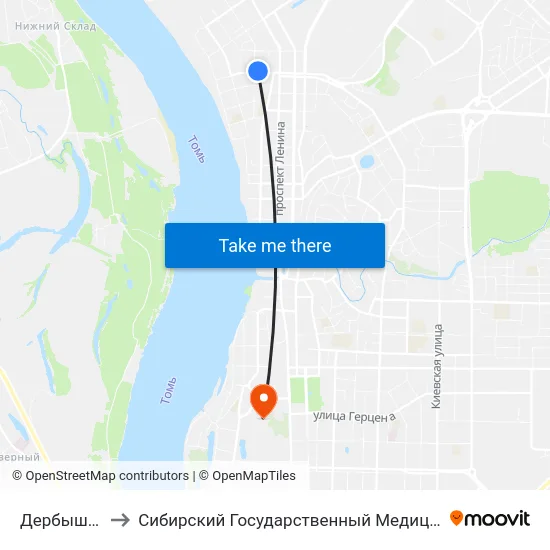 Дербышевский to Сибирский Государственный Медицинский Университет map