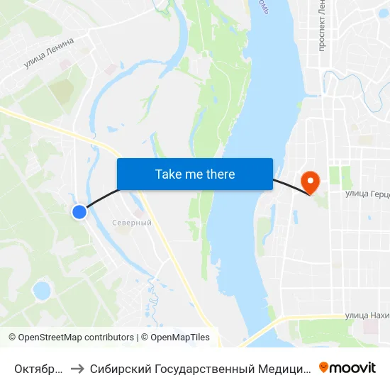 Октябрьская to Сибирский Государственный Медицинский Университет map