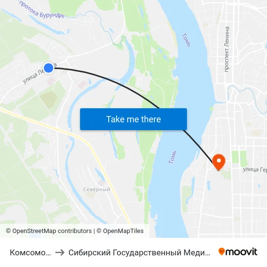 Комсомольская to Сибирский Государственный Медицинский Университет map