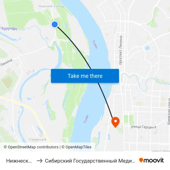 Нижнескладской to Сибирский Государственный Медицинский Университет map
