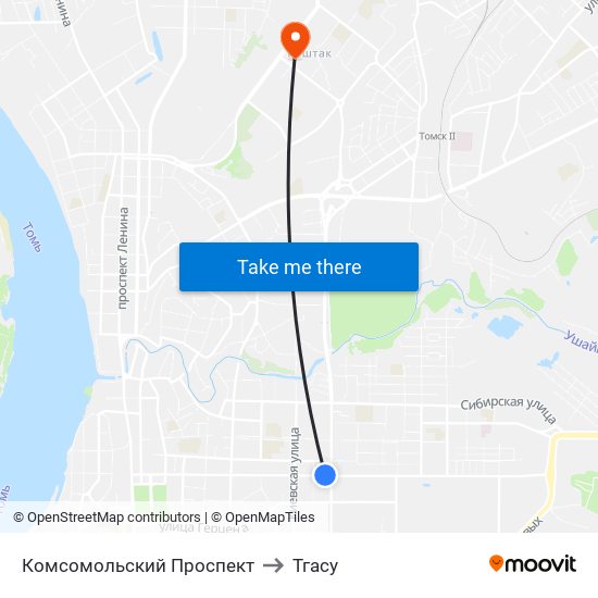 Комсомольский Проспект to Тгасу map