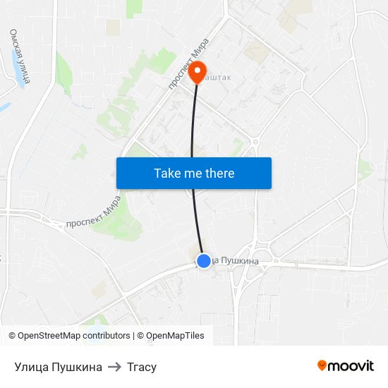 Улица Пушкина to Тгасу map