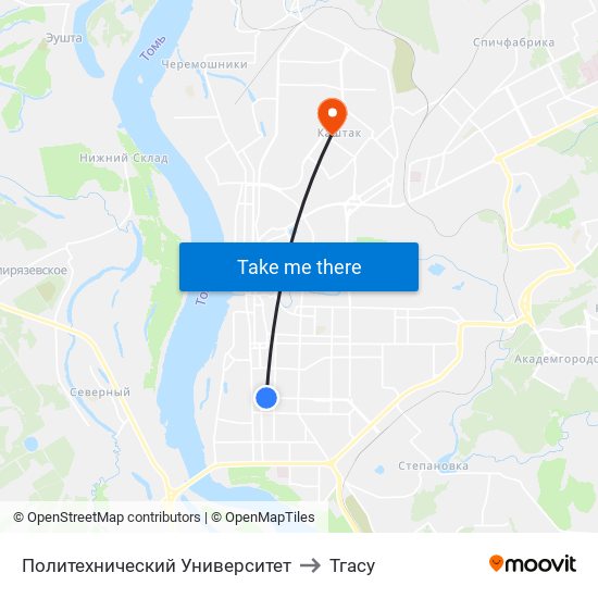 Политехнический Университет to Тгасу map