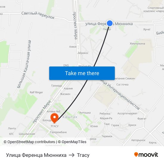 Улица Ференца Мюнниха to Тгасу map