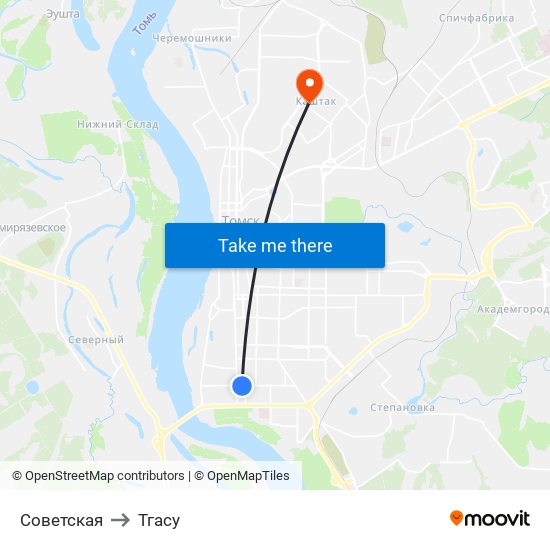 Советская to Тгасу map