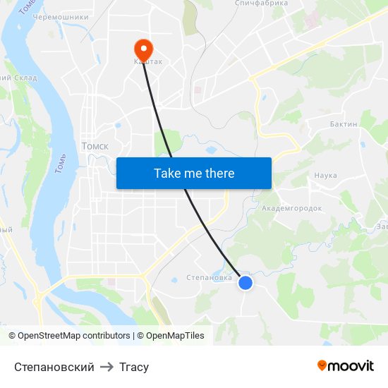 Степановский to Тгасу map