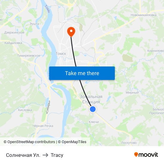 Солнечная Ул. to Тгасу map