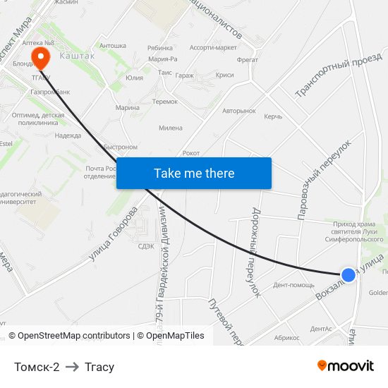 Томск-2 to Тгасу map