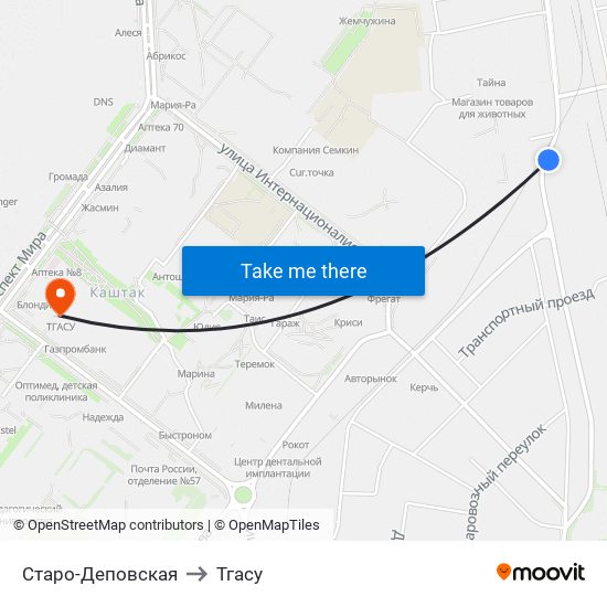 Старо-Деповская to Тгасу map
