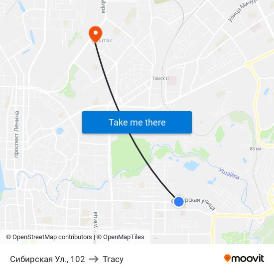 Сибирская Ул., 102 to Тгасу map