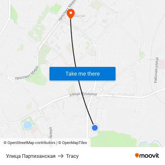 Улица Партизанская to Тгасу map