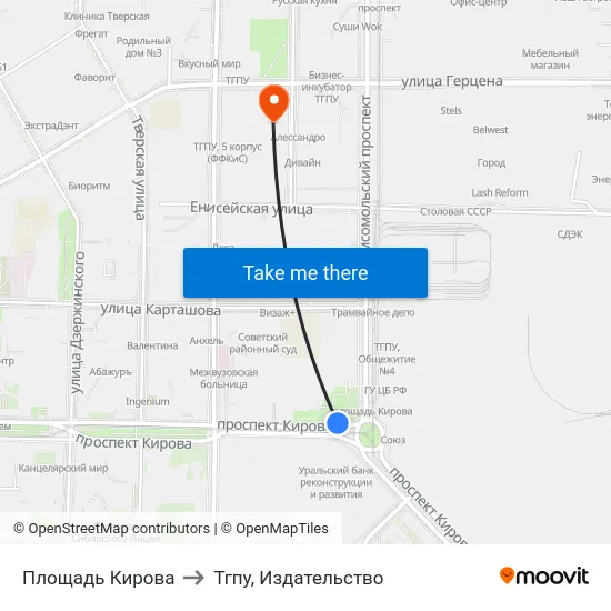 Площадь Кирова to Тгпу, Издательство map