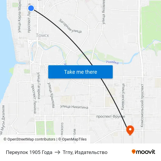 Переулок 1905 Года to Тгпу, Издательство map