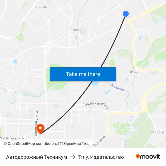Автодорожный Техникум to Тгпу, Издательство map