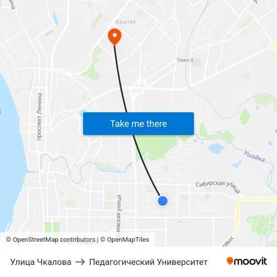 Улица Чкалова to Педагогический Университет map