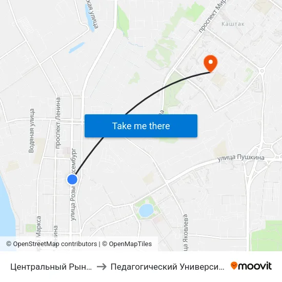Центральный Рынок to Педагогический Университет map