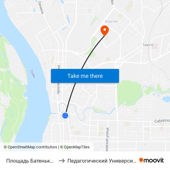 Площадь Батенькова to Педагогический Университет map