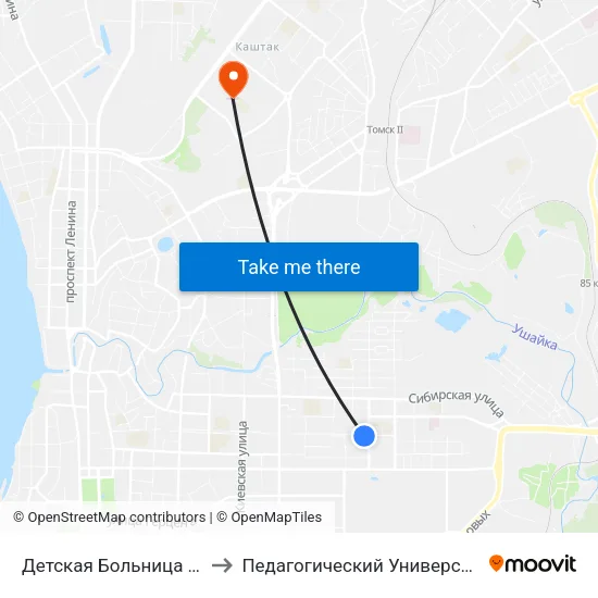 Детская Больница №4 to Педагогический Университет map