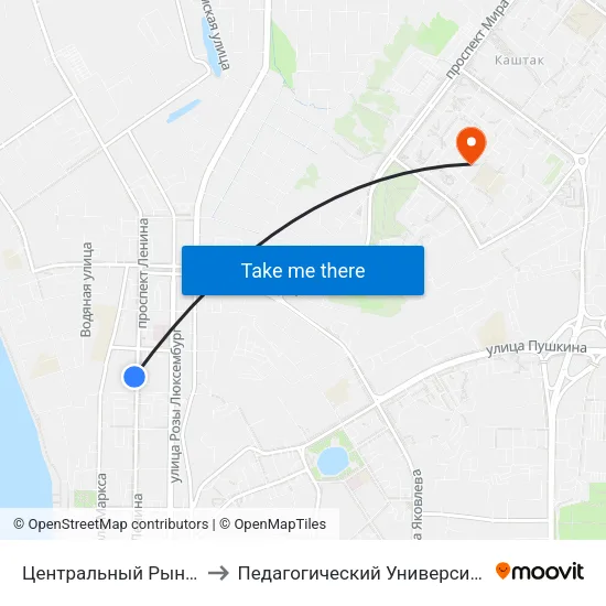 Центральный Рынок to Педагогический Университет map