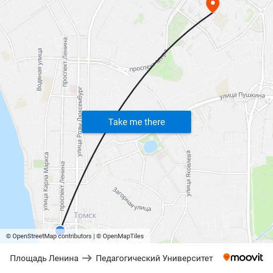 Площадь Ленина to Педагогический Университет map