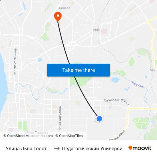 Улица Льва Толстого to Педагогический Университет map