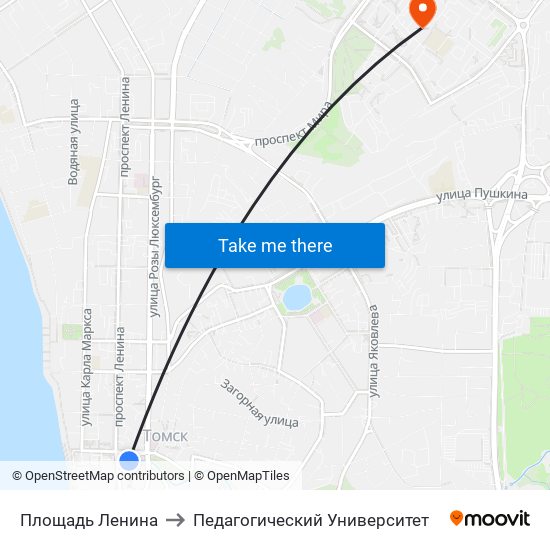 Площадь Ленина to Педагогический Университет map