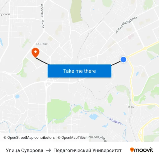 Улица Суворова to Педагогический Университет map