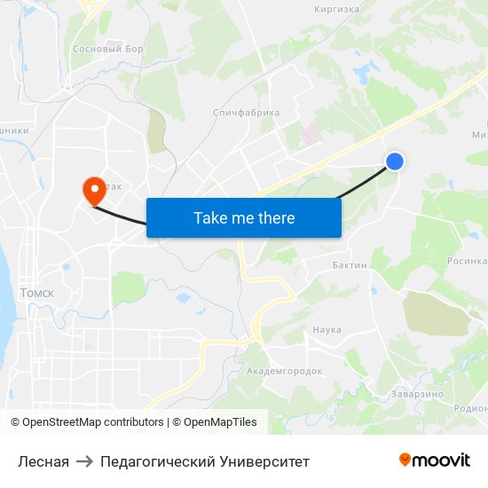 Лесная to Педагогический Университет map