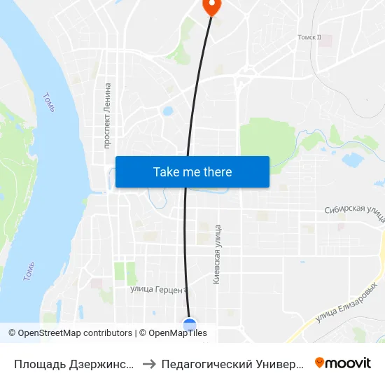 Площадь Дзержинского to Педагогический Университет map