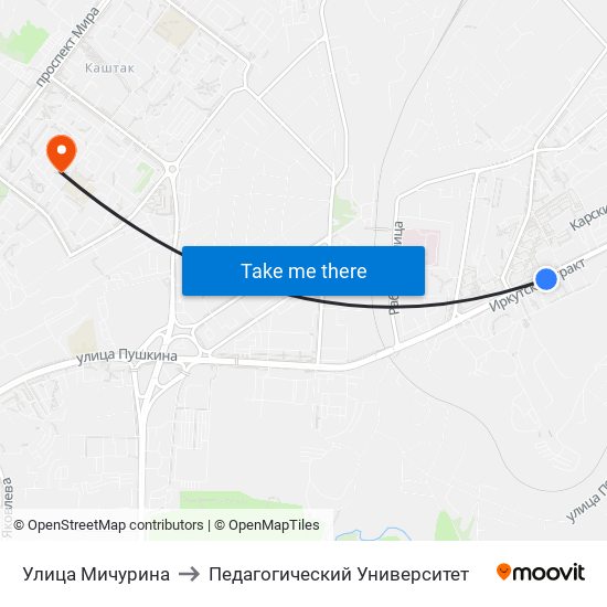 Улица Мичурина to Педагогический Университет map