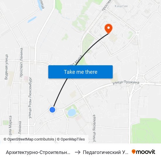 Архитектурно-Строительный Университет to Педагогический Университет map