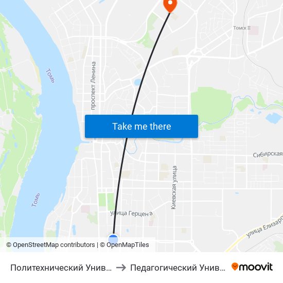 Политехнический Университет to Педагогический Университет map