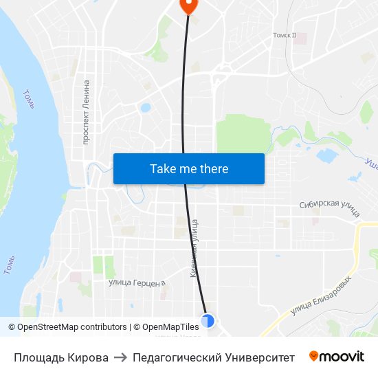 Площадь Кирова to Педагогический Университет map