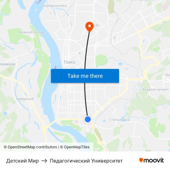 Детский Мир to Педагогический Университет map