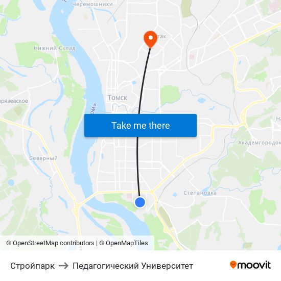 Стройпарк to Педагогический Университет map