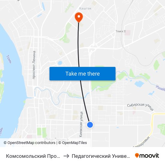 Комсомольский Проспект to Педагогический Университет map