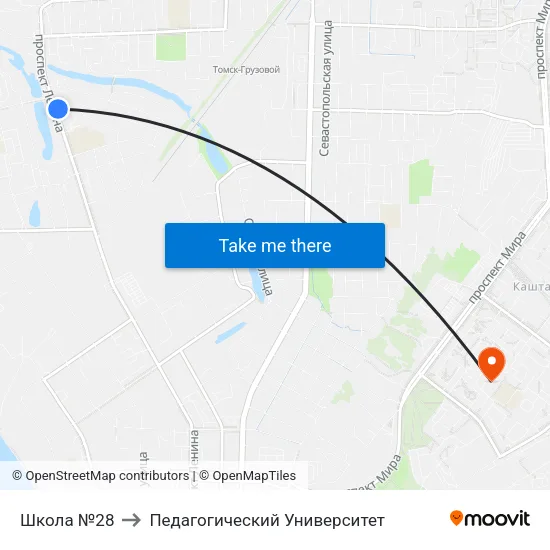 Школа №28 to Педагогический Университет map