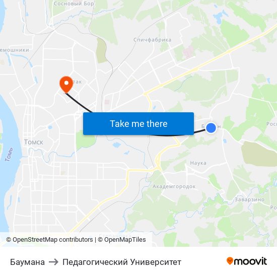 Баумана to Педагогический Университет map