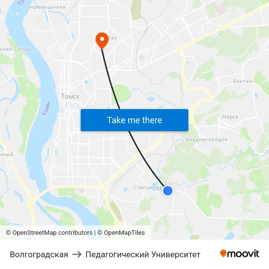 Волгоградская to Педагогический Университет map
